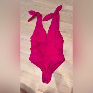 Rebecca Vallance Bright Pink Halter Kids One-Piece Swimsuit